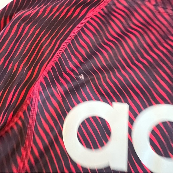 Adidas Large 14/16 Red Black Striped Wavy Logo Sweatshirt Hoodie - Picture 5 of 7